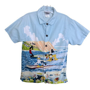 Disneyland Resort Mickey And Friends Button Up Shirt Boys Size L